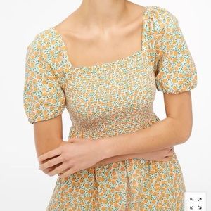 J. Crew Factory Smocked Midi Dress Peach Print
